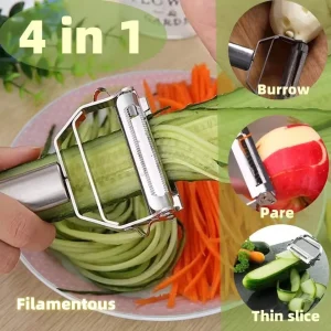 Stainless Steel Dual Blade Peeler Julienne Slicer Fruit Vegetable Tool